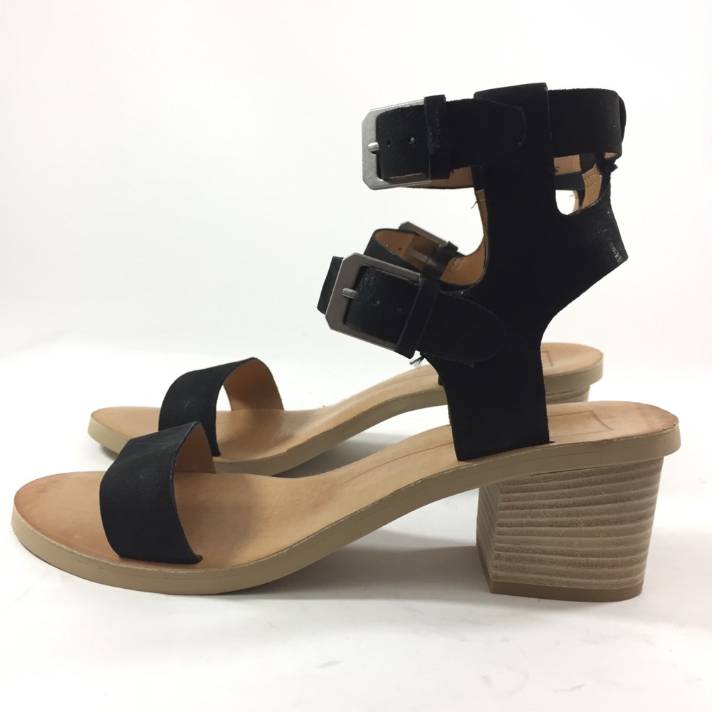 Dolce Vita Dual West Black Nubuck Sandals Heels - Picture 3 of 7